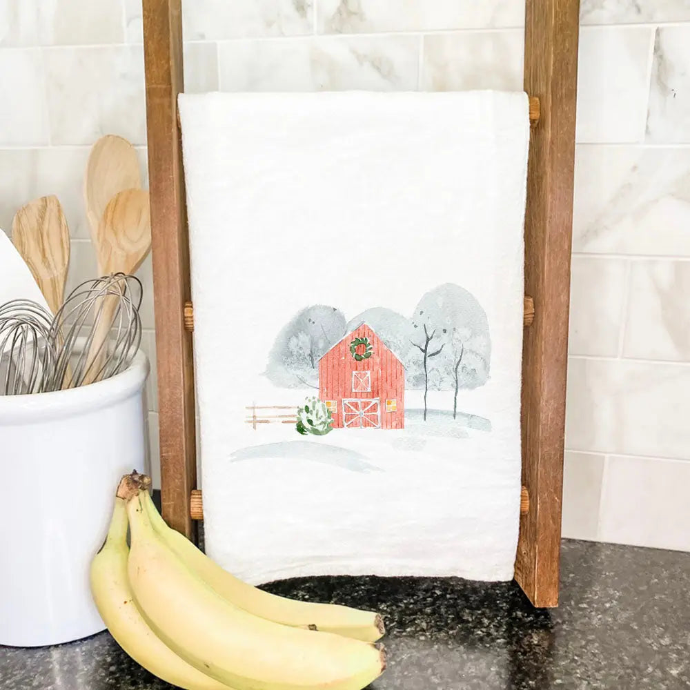Cotton Tea Towel - Christmas Farm