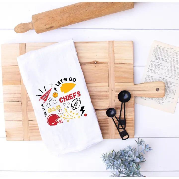 Cotton Tea Towel - Chiefs Doodle