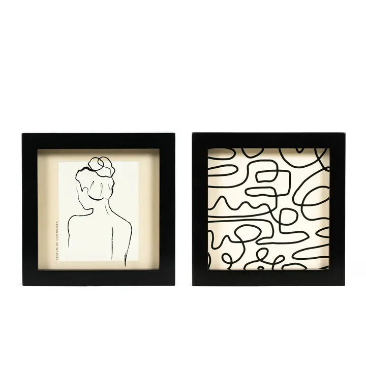 Woman/Squiggle Wood Frame Wall Art