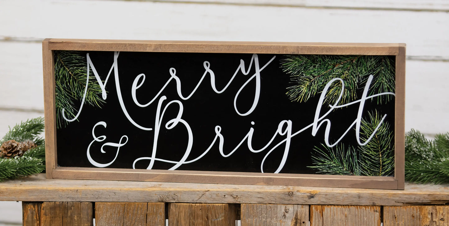 Merry & Bright Wood Sign