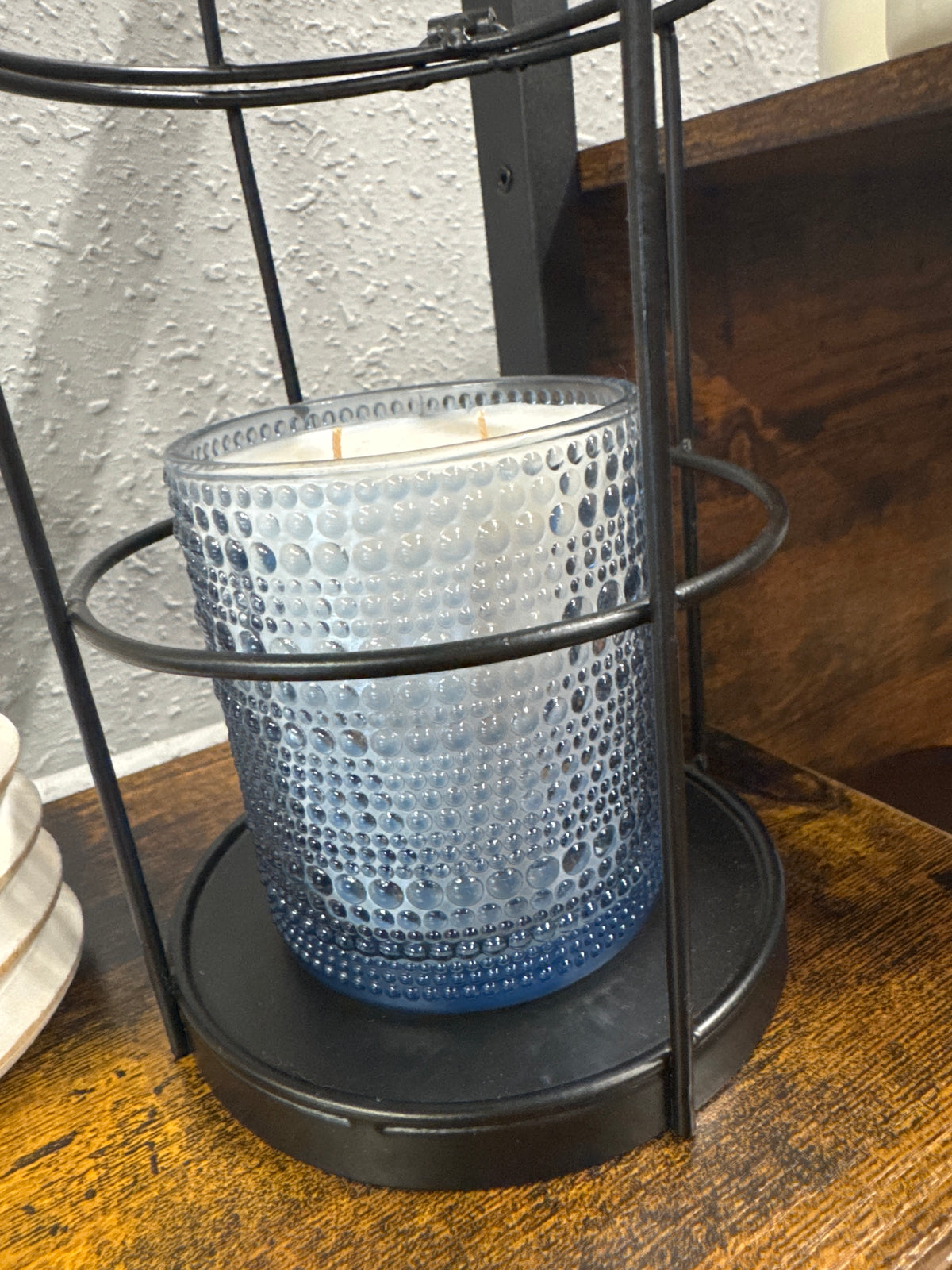 Blue Bubble Glass 14oz Candle