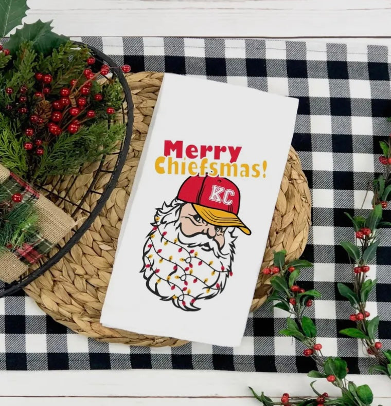 Cotton Tea Towel - Merry Chiefsmas