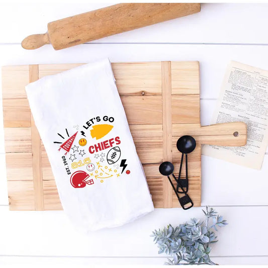 Cotton Tea Towel - Chiefs Doodle