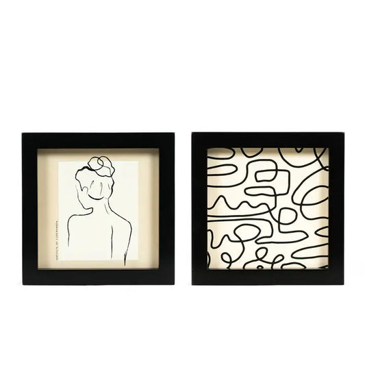 Woman/Squiggle Wood Frame Wall Art